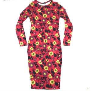 Zara W/B Medium Floral Fitted Midi Sheath Dress